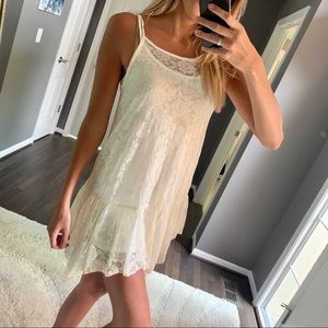 Ivory Sheer Lace Cami Tunic / Layering Tank Top